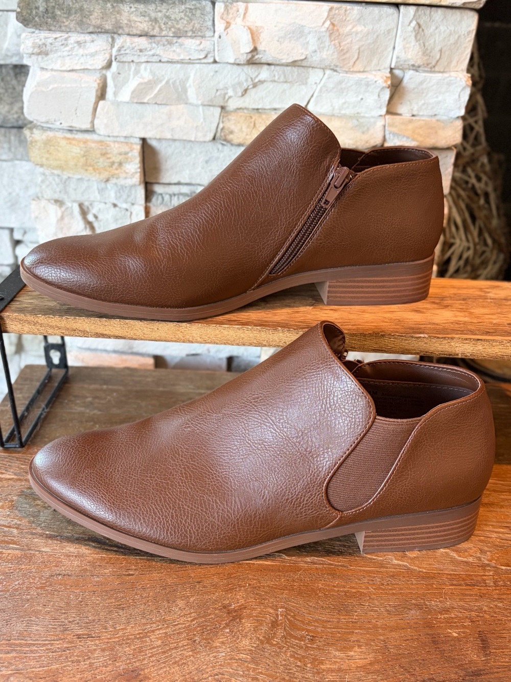 Women’s Kenzie Ankle Booties ‘Sammy’ Vegan Leather Brown New Size 11